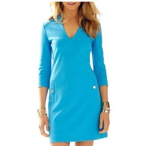 Lilly Pulitzer Blue Charlena Deep V Neck Dress